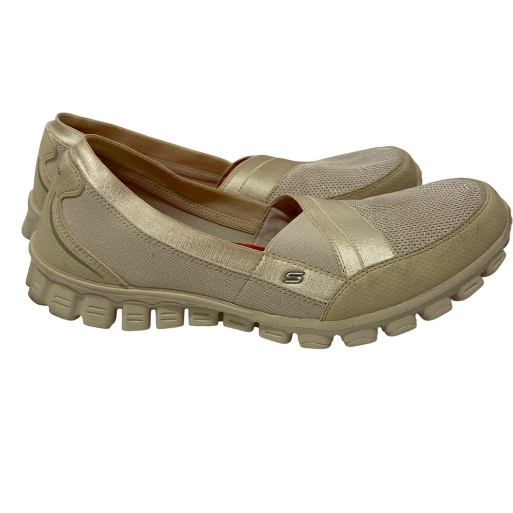 Skechers Womens Gold Slip-On Shoes Walking shoes With Memory Foam Comfort Sole
